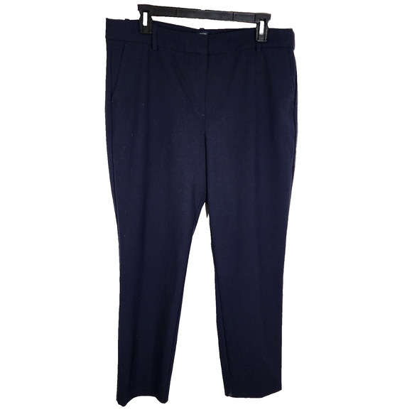J.Crew Womens Ruby Pants Slim Cropped Size 14 Flat Front Stretch Twill Navy Blue - Picture 1 of 10